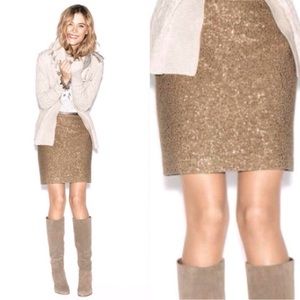 NWT Blogger Fave Loft Wool Sequined A-Line Banded Waist Mini Skirt Gold Sz 0